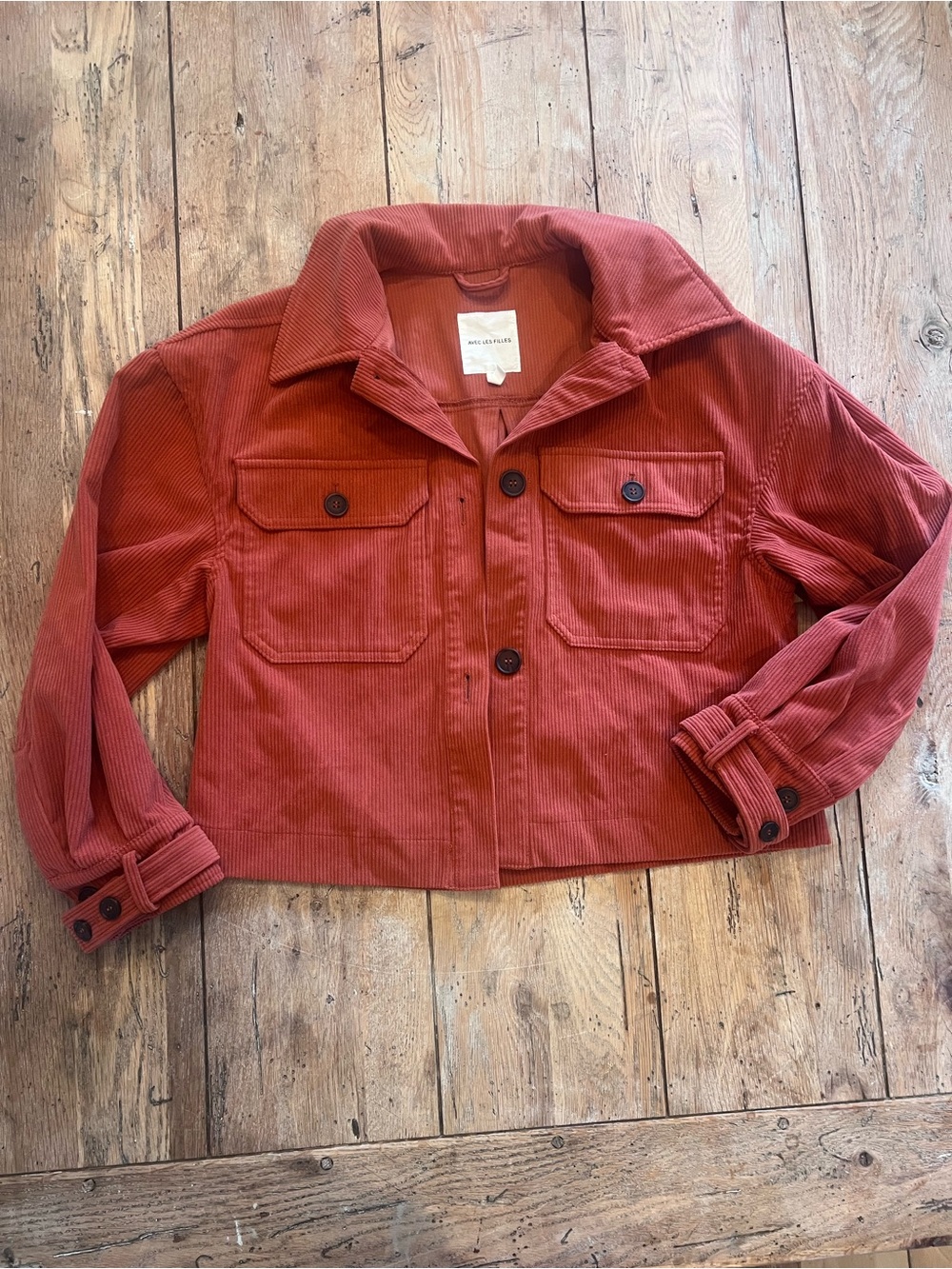 Avec Les Filles Rust Corduroy Jean JacketWomens S Small Fall Cabincore